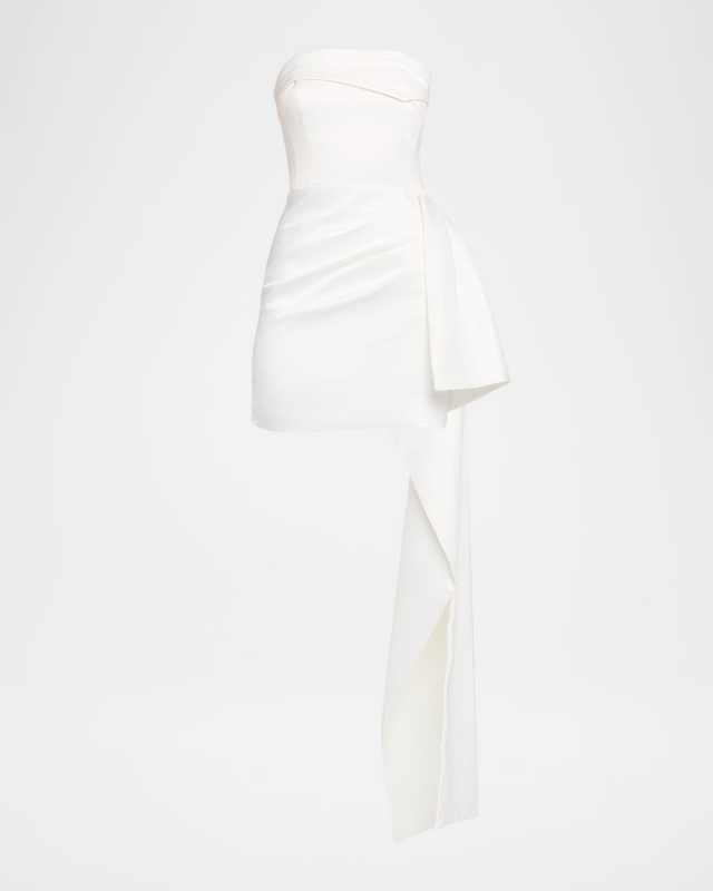 Calliope Strapless Draped Satin Mini Dress